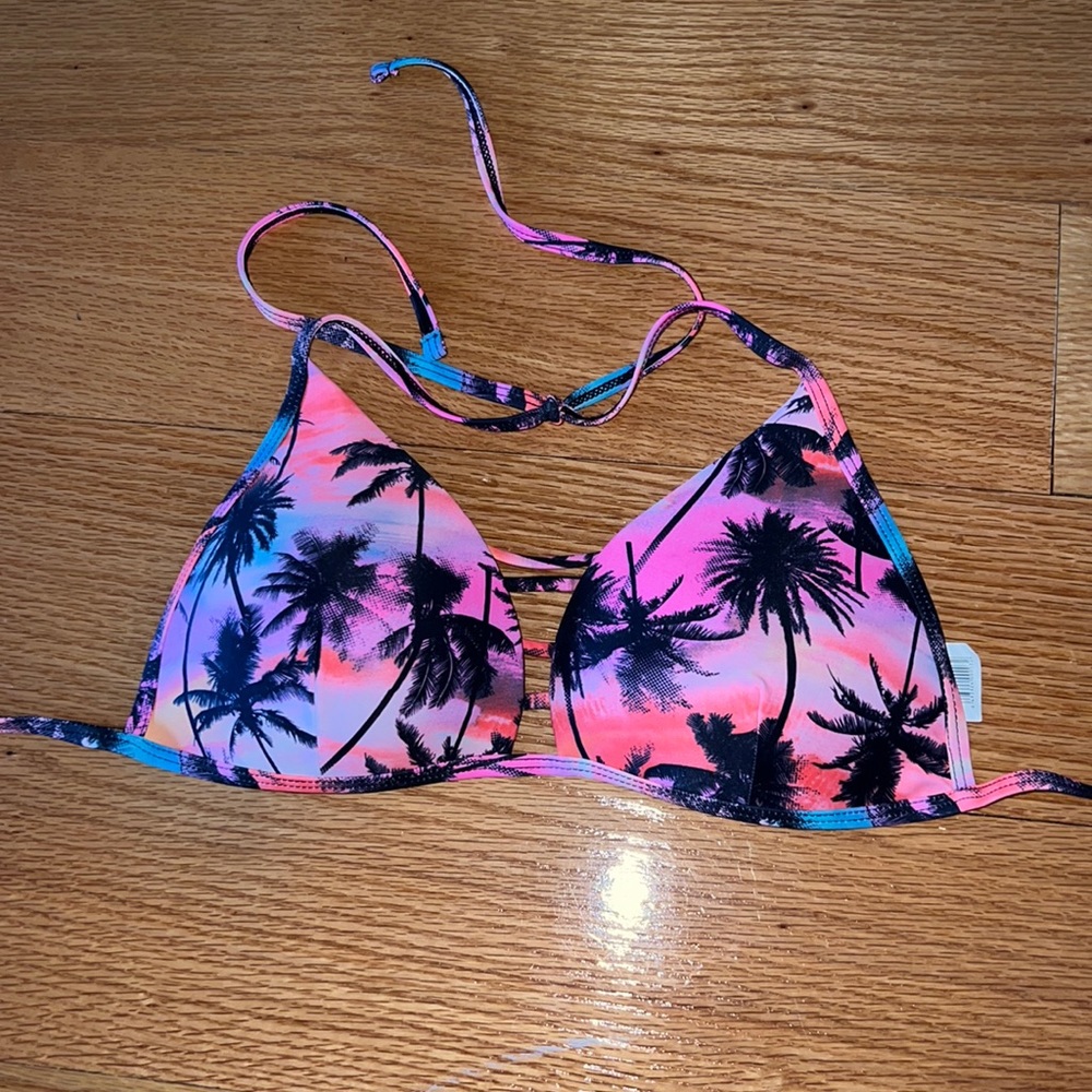 Sunset Palm Trees Bikini Top, Size Small